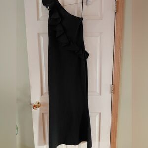 Chiara Boni La Petitr Robe Black Dress with Ruffle Accent
